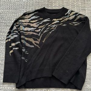 Zadig&Voltaire Black Cashmere sweater with sparkly animal print detail